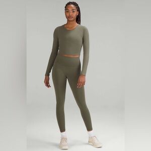 Lululemon Wunder Train High Rise Tight 25 inch Army Green Size 8. WITH POCKETS